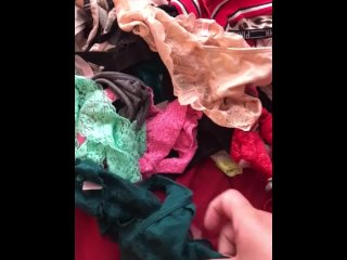 Going through my wifes panties while shes at work