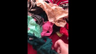 Going through my wifes panties while shes at work