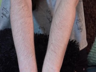 kink, brunette, solo female, hairy arms