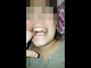 Girl bites fingers Very Hard