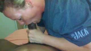 Interracial deepthroat, feet, handjob