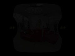 Claudia Macc catches her golden piss in a glass in vr porn movie