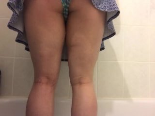 female wetting, omo, panty pee, short skirt