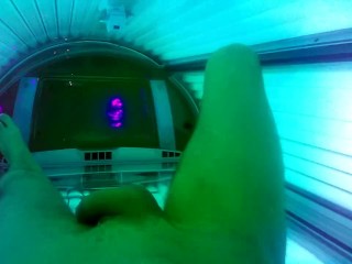 Justa9er Playing around in Tanning Bed with my Big White Cock