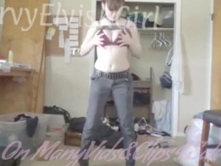 Big Tits Redhead teen Striptease, ass spread, boob bounce