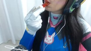 ASMR COSPLAY D VA Push Pop Candy Mouth Sounds Masterbating Is Extremely Hot