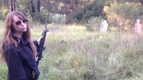 Cute Girl Chloe Shooting Guns in the Woods Video - PM400 MP15 FNS and XDm 9