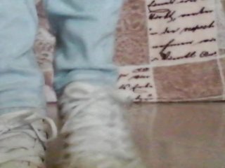 Mistress Shows offHer White Dirty Sneakers Fetish Slave