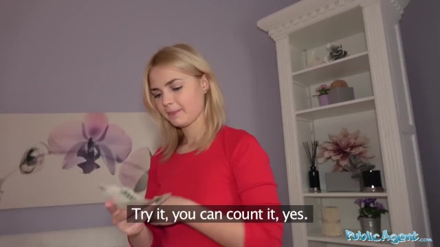 Public Agent Hot blondes gets a mouthful of cum after fucking for cash