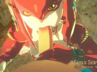 small tits, mipha blowjob, cumshot, breath of the wild