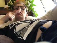 Chubby girl sucks on popsicle