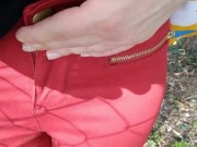 Preview 4 of Pee on my new red jeans outdoor