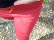 Preview 6 of Pee on my new red jeans outdoor