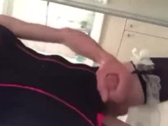 Trans shows booty and cum