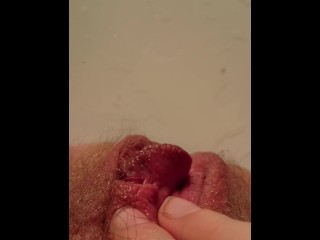 Moaning from Pleasuring Hairy Pissing Pussy