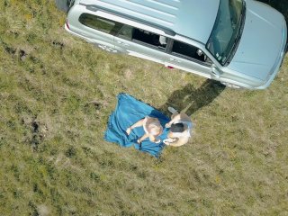 Dron caught Sexy Girl in Public Park during hot facefuck and doggy pounding