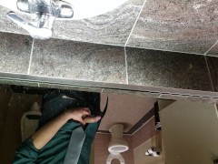 Young Guy Cums in Public Restroom - Almost Caught!