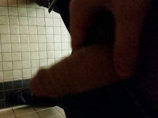 Young Guy Cums in Public Restroom - Almost Caught!