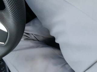 White Boy Plays With Cock While Driving on Freeway