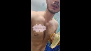 boy suck and eat banana