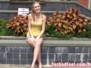 Preview 1 of Cute Amateur Teen Gets Picked Up Off Streets for Footjob for FuckedFeet