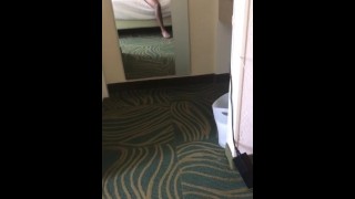 Young guy uses Fleshlight in hotelroom