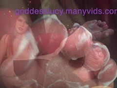 Thick lotion on big size 10 feet toes soles foot long preview/teaser asmr