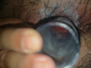 using my Transparent toy for an inside view of my juicy red hole