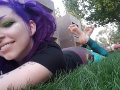Purple Hair Goth Girl Feet Oil Rub