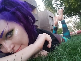 Purple Hair Goth Girl Feet Oil Rub