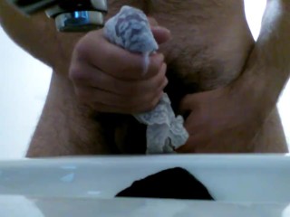 Cum on my Friend's Wife's Panties in the Bathroom