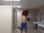Preview 1 of Asian Twink Strips Naked in Public Bathroom