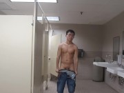 Preview 3 of Asian Twink Strips Naked in Public Bathroom