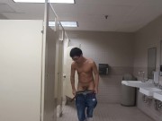 Preview 4 of Asian Twink Strips Naked in Public Bathroom