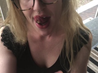 Blonde Slut Sucking Cock outside