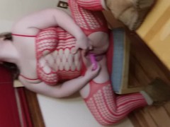 Naughty Nicole toys her pussy in dining room