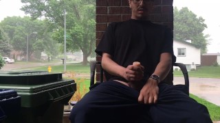Jerking out outside and cumming