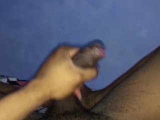 Jamaican Man Massages His Banana Cock Until He Explodes on_Himself!!