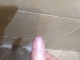 Hung Uncut Brit Cumming in Public Bathroom