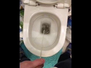 Peeing in Messy Bathroom