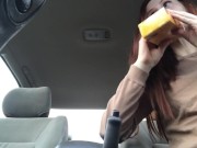 Preview 5 of Squirting On A Huge Cucumber In A Parking Lot  freckledRED