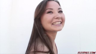 Little Asian Kia Has Thick White Meant Stuffed In Her Pussy