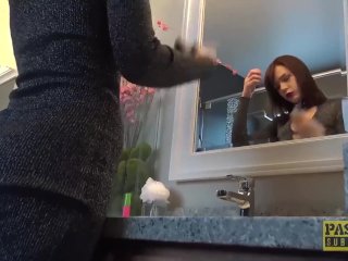 Fancy English whore rammed in pussy and mouth