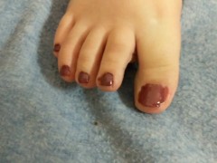Painting my toenails and chill. (With pussy flash.)