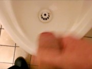 Preview 1 of Almost Caught Cumming In Public Toilet Urinal - SlugsOfCumGuy