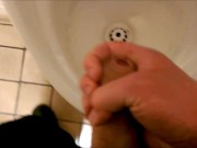 Preview 5 of Almost Caught Cumming In Public Toilet Urinal - SlugsOfCumGuy