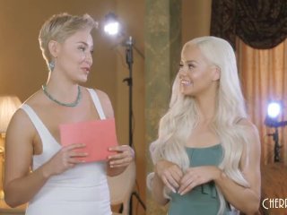 Elsa Jean, blond, small tits, behind the scenes