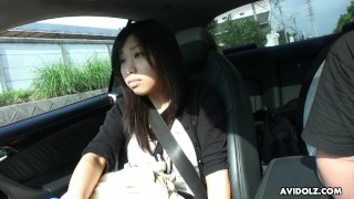 After Blowing In The Car The Cute Asian Brunette Teen Fingered