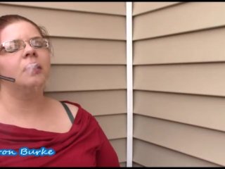 Call Center Babe Taking a Smoke Break