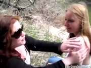 Preview 3 of Two chubby amateur lesbians play outside